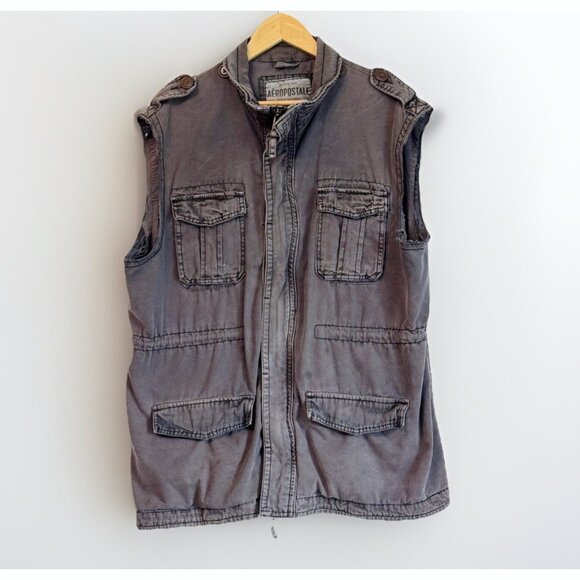 Aeropostale 4 Pocket Utility Canvas Jacket Men Size Large Urban Skate Upcycled - Picture 1 of 12